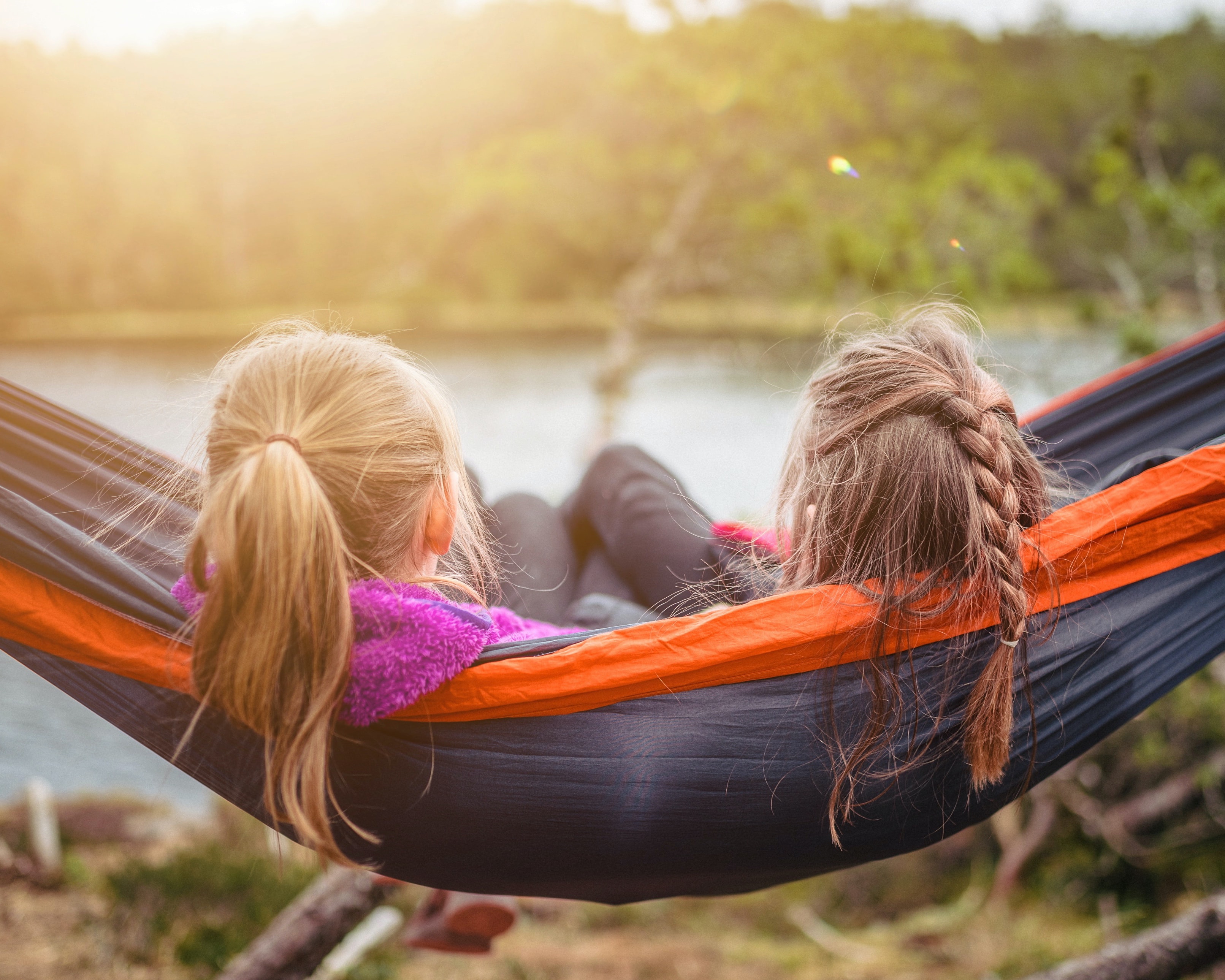 girls hanging out in hammock